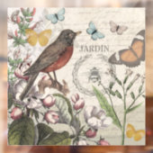 Robin Elegant Bird Butterfly Französische Kunst Fensteraufkleber (Blatt 2)