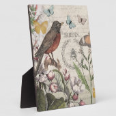 Robin Elegant Bird Butterfly Französische Kunst Fotoplatte (Seite)