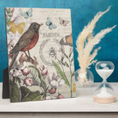 Robin Elegant Bird Butterfly Französische Kunst Fotoplatte (Seite)