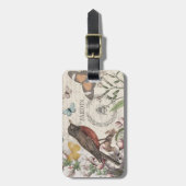 Robin Elegant Bird Butterfly Französische Kunst Gepäckanhänger (Vorderseite vertikal)