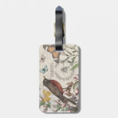 Robin Elegant Bird Butterfly Französische Kunst Gepäckanhänger (Rückseite vertikal)