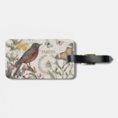 Robin Elegant Bird Butterfly Französische Kunst Gepäckanhänger (Rückseite horizontal)