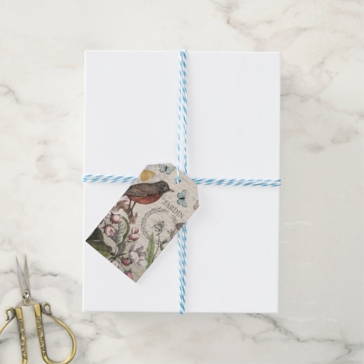 Robin Elegant Bird Butterfly Französische Kunst Geschenkanhänger (Mit Garn)