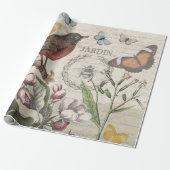 Robin Elegant Bird Butterfly Französische Kunst Geschenkpapier (Ungerollt)