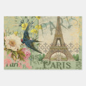 Robin Elegant Bird Butterfly Französische Kunst Geschenkpapier Set (Vorderseite 3)