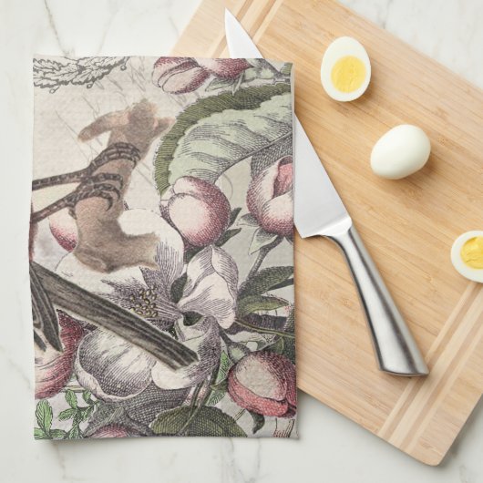 Robin Elegant Bird Butterfly Französische Kunst Geschirrtuch (Viertel Falte)