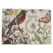 Robin Elegant Bird Butterfly Französische Kunst Große Geschenktüte (Rückseite)