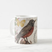 Robin Elegant Bird Butterfly Französische Kunst Kaffeetasse (Vorderseite Links)