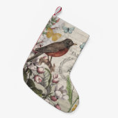 Robin Elegant Bird Butterfly Französische Kunst Kleiner Weihnachtsstrumpf (Vorderansicht (hängend))