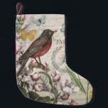 Robin Elegant Bird Butterfly Französische Kunst Kleiner Weihnachtsstrumpf<br><div class="desc">Entdecken Sie den Charme vergangener Zeiten mit dieser exquisiten, originalen Collage, die sorgfältig aus antiken Ephemerien gefertigt wurde. Dieses Design mit einem wunderschön ausgeschmückten Rotkehlchen inmitten üppiger botanischer Illustrationen erinnert an die Ruhe eines Vintagen Gartens. Delikate Schmetterlinge flattern herum, während eine klassische Hummel von einem Lorbeerkranz umgeben ist. Der Hintergrund...</div>