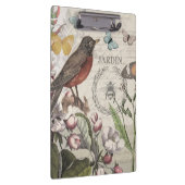 Robin Elegant Bird Butterfly Französische Kunst Klemmbrett (Rechts)