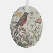 Robin Elegant Bird Butterfly Französische Kunst Ornament Aus Glas (Vorderseite Rechts)