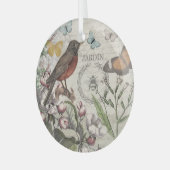 Robin Elegant Bird Butterfly Französische Kunst Ornament Aus Glas (Vorderseite links)