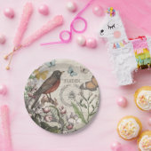 Robin Elegant Bird Butterfly Französische Kunst Pappteller (Party)