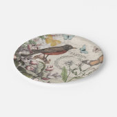 Robin Elegant Bird Butterfly Französische Kunst Pappteller (Schrägansicht)