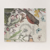 Robin Elegant Bird Butterfly Französische Kunst Puzzle (Horizontal)
