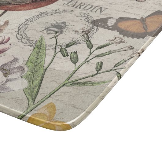 Robin Elegant Bird Butterfly Französische Kunst Schneidebrett (Ecke)