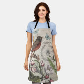 Robin Elegant Bird Butterfly Französische Kunst Schürze (Getragen)