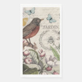Robin Elegant Bird Butterfly Französische Kunst Serviette (Vorderseite)