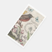Robin Elegant Bird Butterfly Französische Kunst Serviette (Ecke)