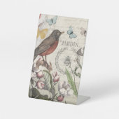 Robin Elegant Bird Butterfly Französische Kunst Sockelschild (Vorderseite)