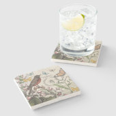 Robin Elegant Bird Butterfly Französische Kunst Steinuntersetzer (Seitenansicht)