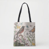 Robin Elegant Bird Butterfly Französische Kunst Tasche (Vorderseite)