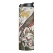 Robin Elegant Bird Butterfly Französische Kunst Thermosbecher (Nach links gedreht)