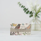 Robin Elegant Bird Butterfly Französische Kunst Visitenkarte (Stehend Vorderseite)