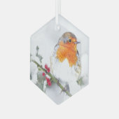 Robin English Bird Nature Art Ornament Aus Glas (Vorderseite Links)