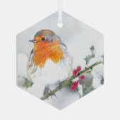 Robin English Bird Nature Art Ornament Aus Glas (Rückseite)