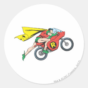 Robin & Fahrrad Runder Aufkleber