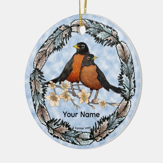 Robin Filiale Keramik Ornament (Links)