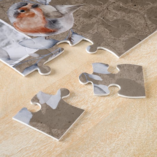 Robin Foto Collage Custom Rustic Kraft Paper Vogel Puzzle (Seite)