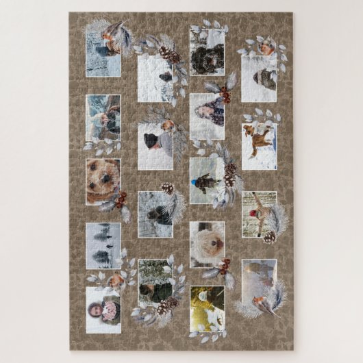Robin Foto Collage Custom Rustic Kraft Paper Vogel Puzzle (Vertikal)