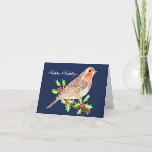 Robin Frohe Feiertage Weihnachtskarte Dankeskarte (Vorderseite)