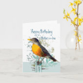 Robin Garden Bird Wildlife Schwiegermutter zum Geb Karte (Gelbe Blume)