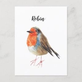 Robin Geschenkkarte Aquarell bemalten Vogel. Ankündigungspostkarte