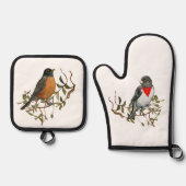 Robin Grosbeak Oven Mitt and Pot Holder Set (Vorderseite)