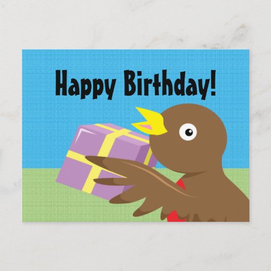 Robin Happy Birthday Postcard Postkarte (Vorderseite)