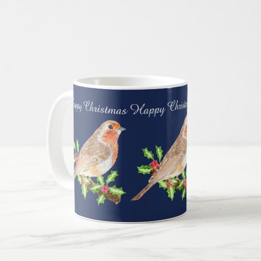 Robin Happy Christmas Kaffeetasse (Vorderseite Links)