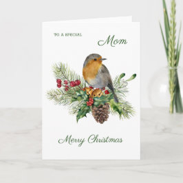 Robin, heilig, Kiefer - Mama Weihnachten Karte