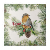 Robin, heilig, Pinienweihe Fliese (Vorderseite)