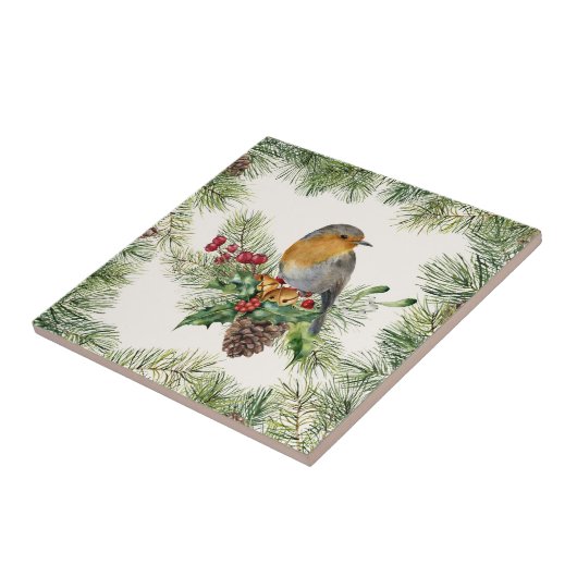 Robin, heilig, Pinienweihe Fliese (Seite)