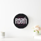 Robin Hi-Tech Name Graphic Runde Wanduhr (Zuhause)