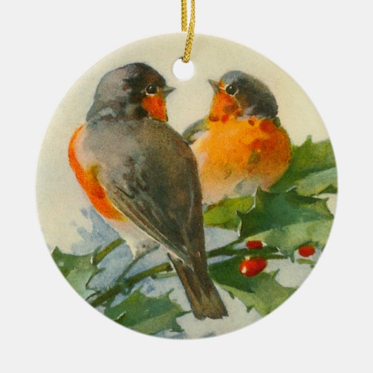 Robin & Holly Keramik Ornament (Vorne)