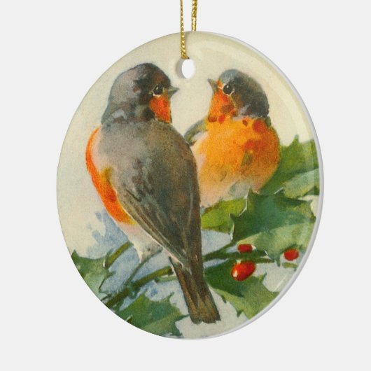 Robin & Holly Keramik Ornament (Links)