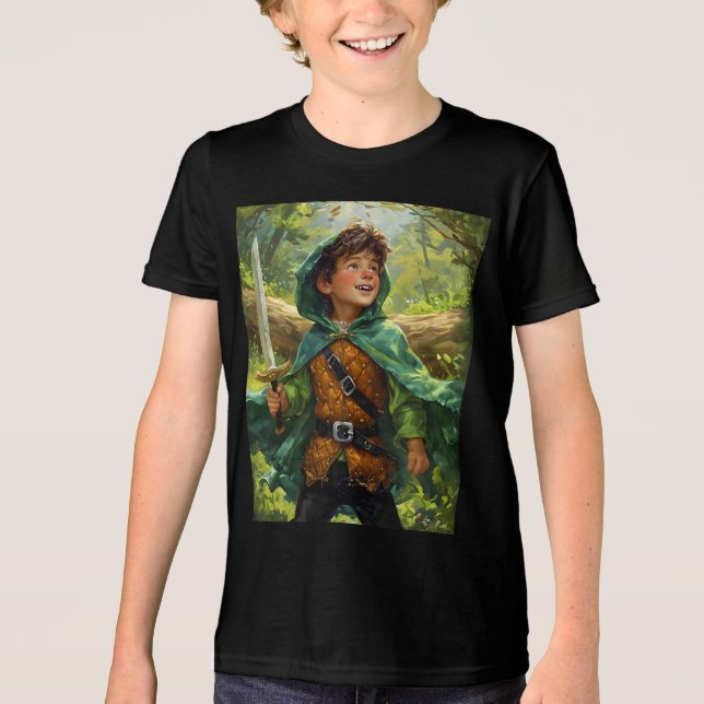 Robin Hood als Kind dargestellt Tri-Blend Shirt (Vorderseite)