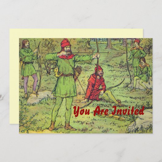 Robin Hood im Wald Einladung (Vorne/Hinten)