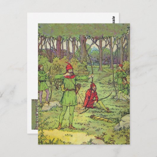 Robin Hood im Wald Postkarte (Vorne/Hinten)